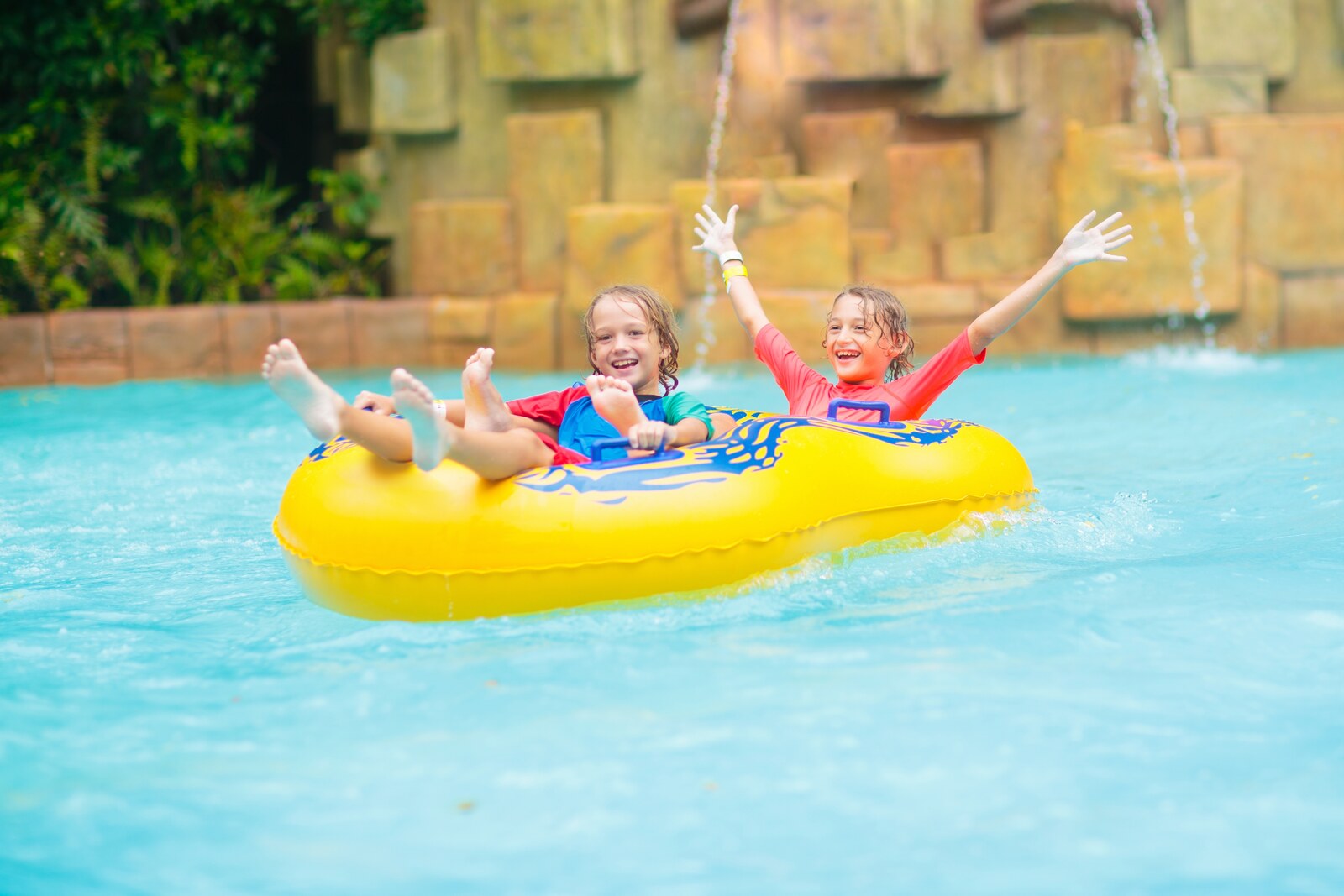 Kids have fun at a waterpark in Hau Hin